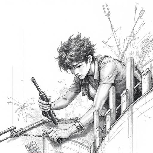 卒業生の伊藤大輔さんの写真。ペンタブレットを使ってイラストを描いている様子。
